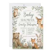 Invitación de Baby Shower Bosque Encantado