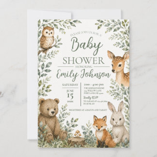 Invitación de Baby Shower Bosque Encantado