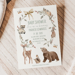 Invitación de Baby Shower Bosque Marrón Rústico