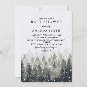 Invitación de Baby Shower Bosque Nevado de Ensueño
