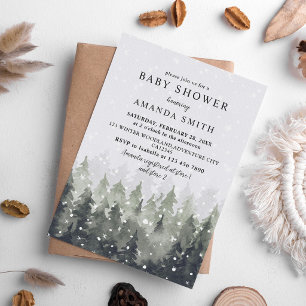 Invitación de Baby Shower Bosque Nevado de Ensueño