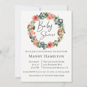 Invitación de Baby Shower botánico a Navy Blue Cor