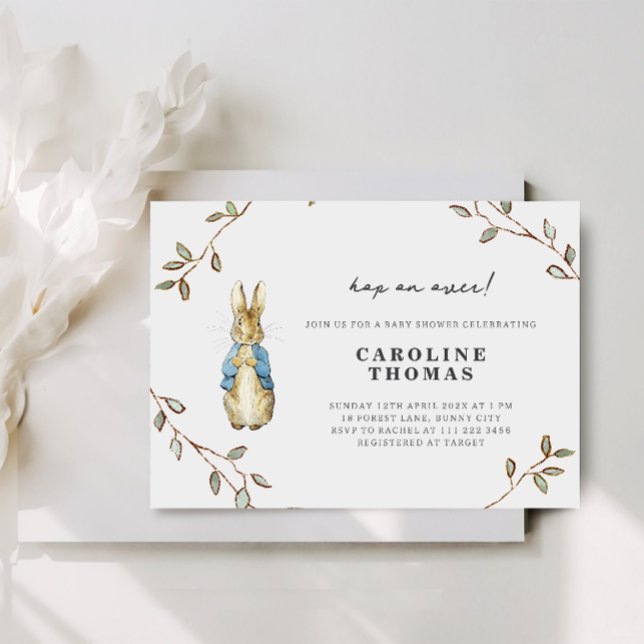 Invitación de baby shower botánico de conejito vin (Subido por el creador)