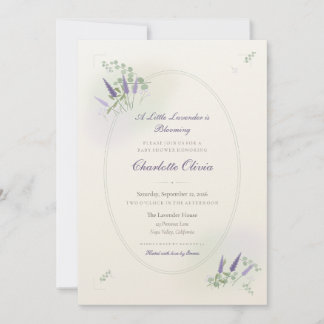 Invitación de baby shower botánico de lavanda salv