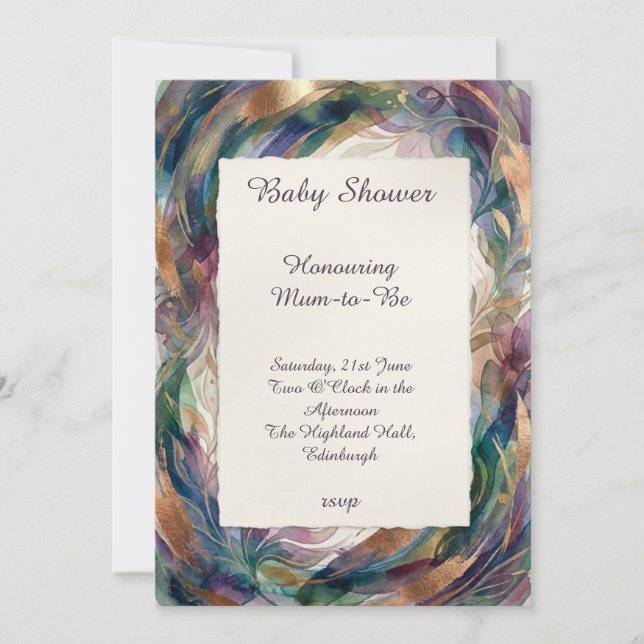 Invitación de Baby Shower Botánico de Tonos de Joy (Anverso)