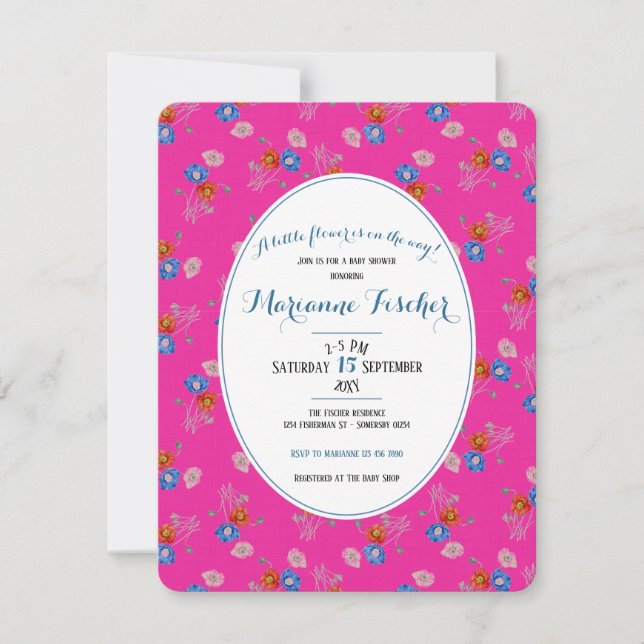 Invitación de baby shower botánico granmilenario (Anverso)