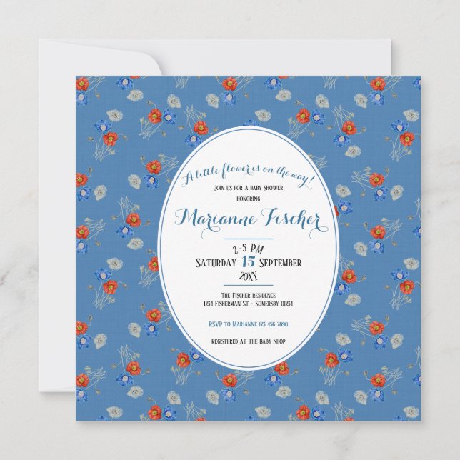 Invitación de Baby Shower botánico granmilenario (Anverso)