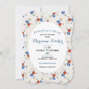 Invitación de baby shower botánico rojo blanco y a