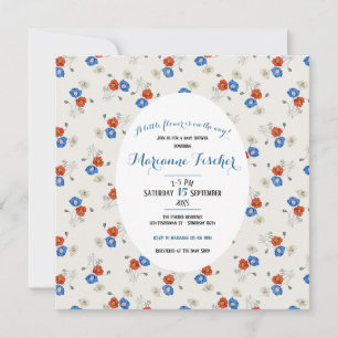 Invitación de baby shower botánico rojo blanco y a