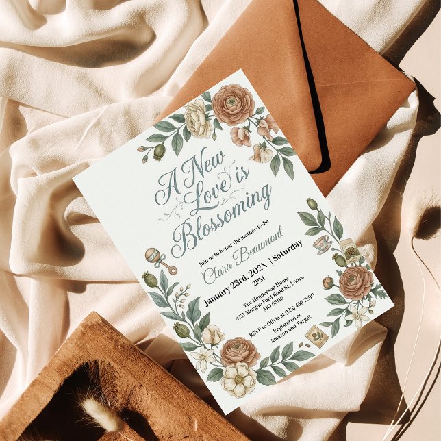 Invitación de baby shower botánico vintage (Subido por el creador)