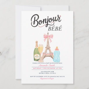 Invitación de Baby Shower Botella de Leche Bonjour