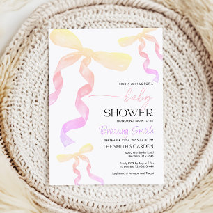 Invitación de Baby Shower Bow