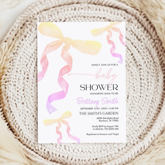 Invitación de Baby Shower Bow (Subido por el creador)