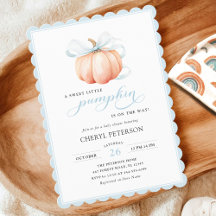 Invitación de Baby Shower Bow Blue Bow