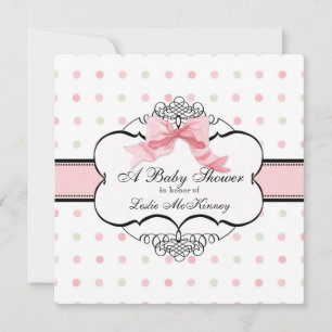 Invitación de Baby Shower - Bow Dot Swirl