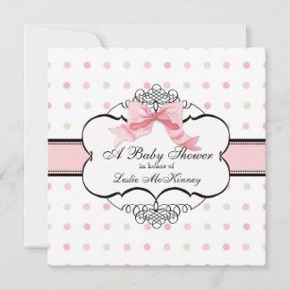 Invitación de Baby Shower - Bow Dot Swirl