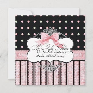 Invitación de Baby Shower - Bow Dot Swirl vs3