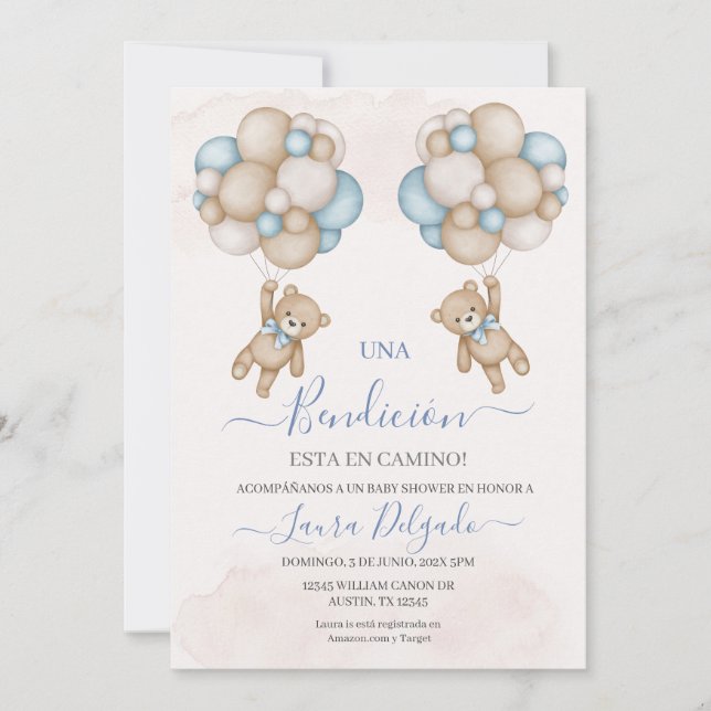 Invitación de Baby Shower Boy (Anverso)