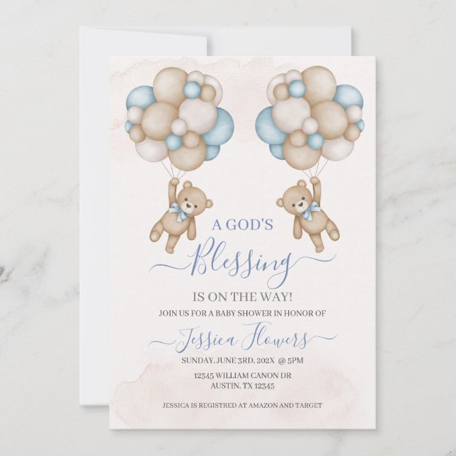 Invitación de Baby Shower Boy (Anverso)