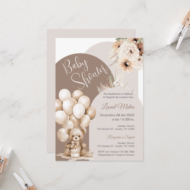 Invitación de Baby Shower Boy para español (Anverso/Reverso In Situ)