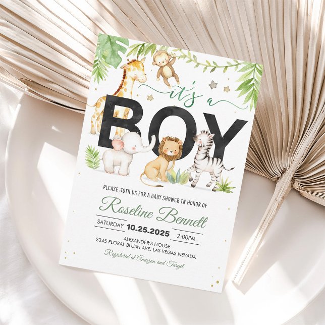 Invitación de Baby Shower 'Boy Safari Wild One' (Subido por el creador)