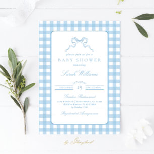 Invitación de Baby Shower Boy Whimsical Blue plaid