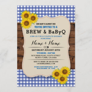 Invitación de Baby Shower Brew y BABYQ Girasol Azu