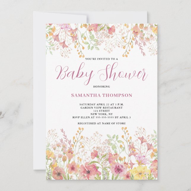 Invitación de Baby Shower bucal rosa (Anverso)