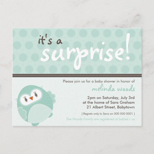 INVITACIÓN DE Baby Shower :: búho sorpresa 3 (Anverso)