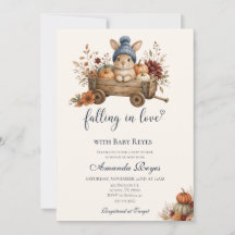 Invitación de Baby Shower Bunny Otoño Enamorándose