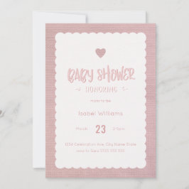 Invitación de Baby Shower Burlap rosa - Inverso en