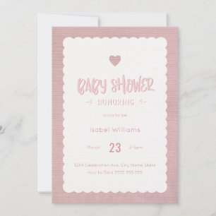Invitación de Baby Shower Burlap rosa - Inverso en