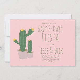 Invitación de Baby Shower Cactus Cupcakes Rosa