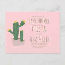 Invitación de Baby Shower Cactus Cupcakes Rosa