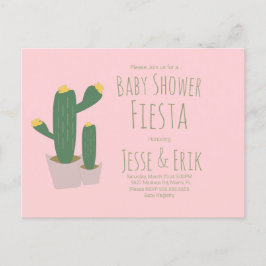 Invitación de Baby Shower Cactus Cupcakes Rosa