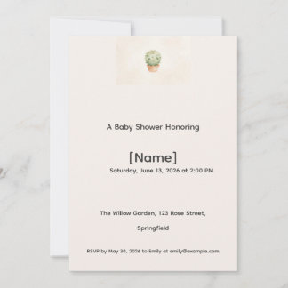 Invitación de Baby Shower Cactus Mini Editable