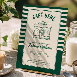 Invitación de Baby Shower CAFÉ BÉBÉ GREEN COFFEE