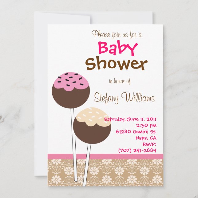 Invitación de Baby Shower Cake Pops (Anverso)