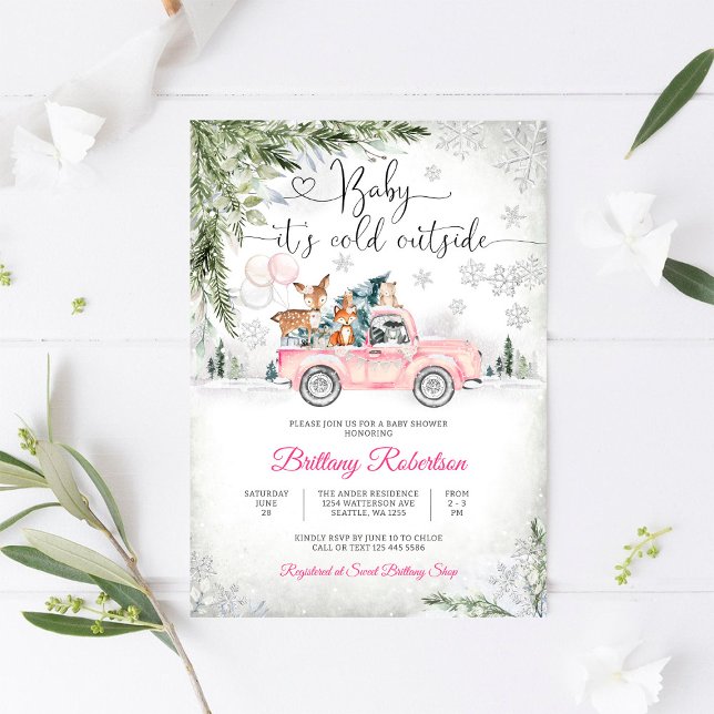 Invitación de Baby Shower Camioneta Rosa de Invier (Subido por el creador)