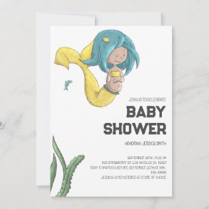 Invitación de baby shower caprichosa de sirena