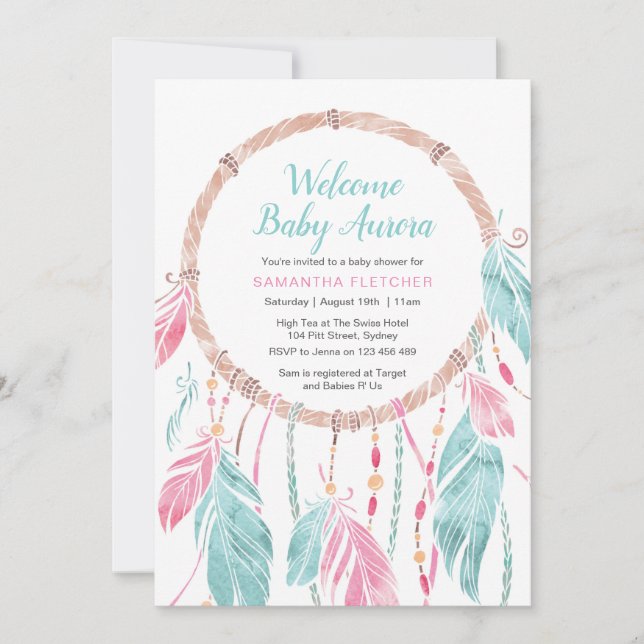 invitación de Baby Shower | Capturador de sueños d (Anverso)