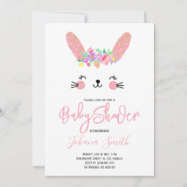 Invitación de Baby Shower Cara de Conejo Rosa