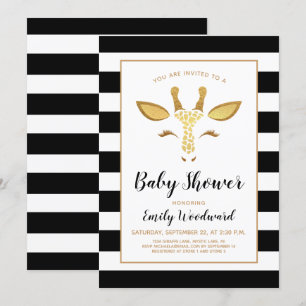Invitación de Baby Shower Cara de Jirafa Dorada Ad