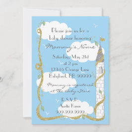 Invitación de Baby Shower. Castillo Gold/Silver