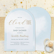Invitación de Baby Shower Celeste Azul Claro Cloud