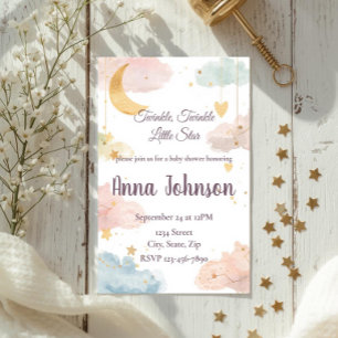 Invitación de Baby Shower Celestial Adorable Acu