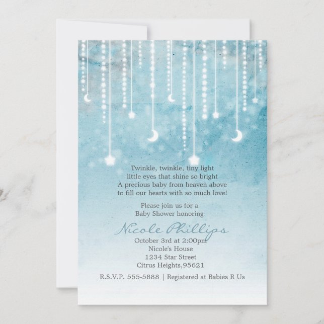 Invitación de Baby Shower Celestial de Moon & Star (Anverso)