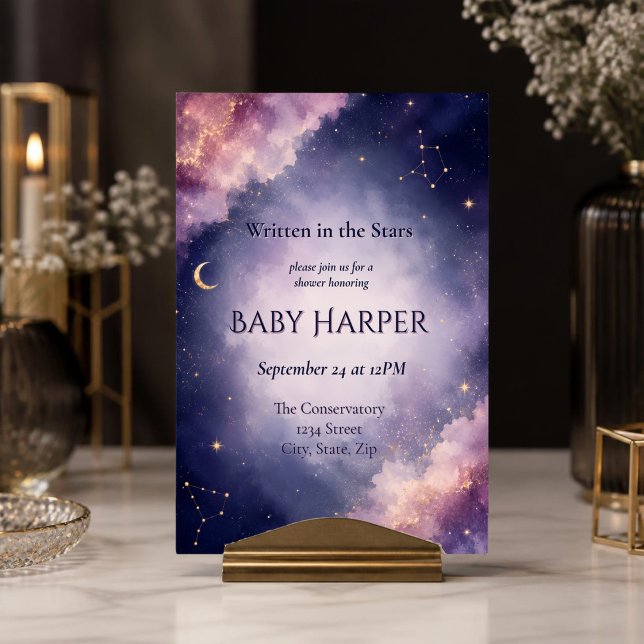 Invitación de Baby Shower Celestial | Estrella de  (Subido por el creador)