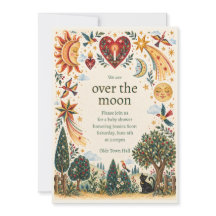 Invitación de Baby Shower Celestial Sobre la Luna