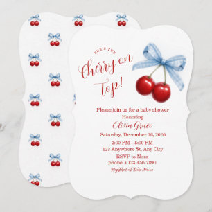 Invitación de Baby Shower Cereza en la Cima